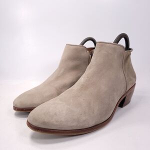 Sam Edleman Ankle Zip Up Block Heel Suede Boot Womens Size 8 Beige